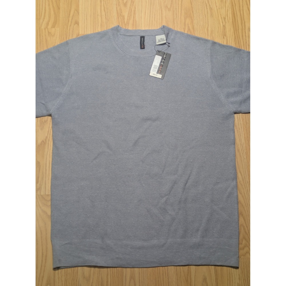 Perry Ellis America Mens Vintage Y2K Short Sleeve Knit Sweater Grey XXL